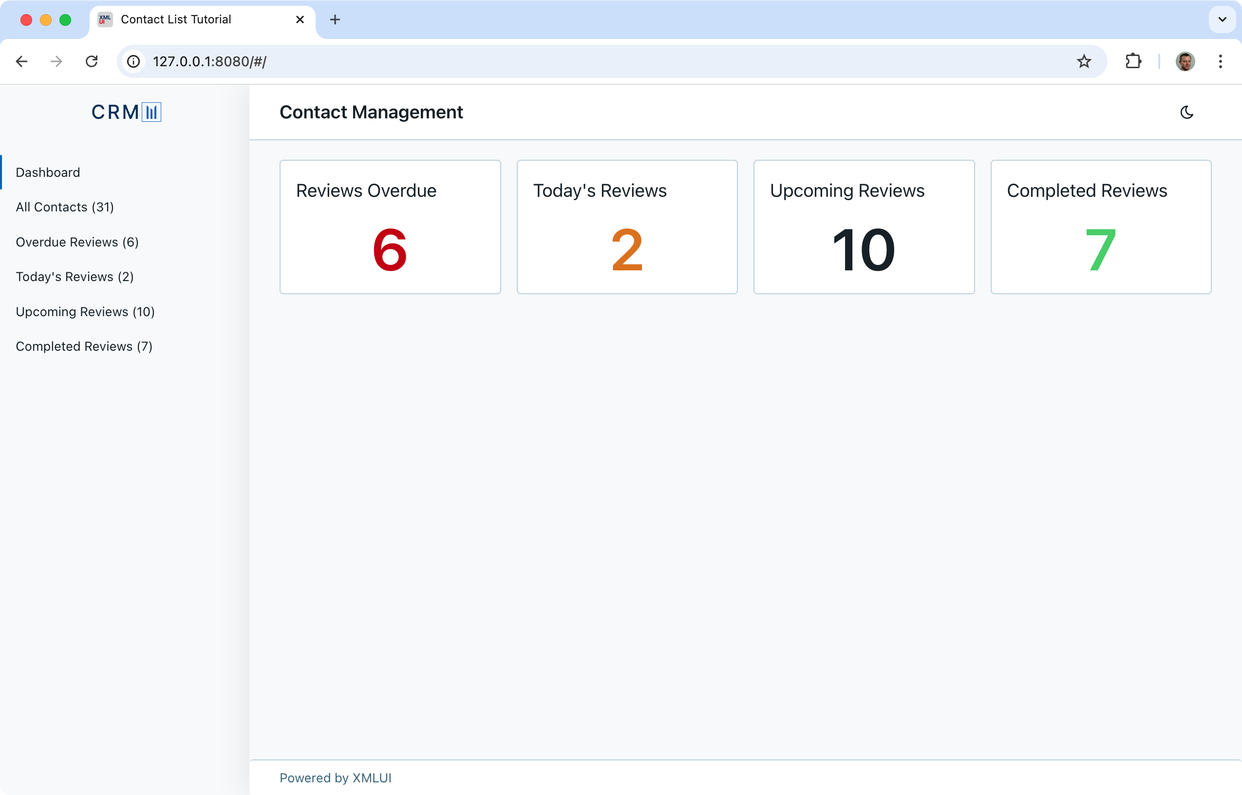Dashboard numbers